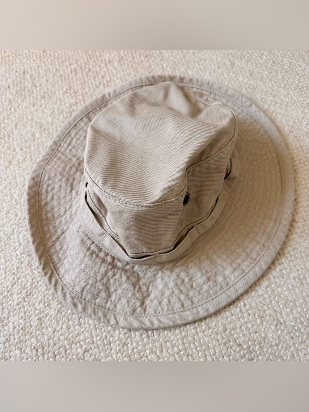 Dorfman Pacific DPC Khaki Cotton Wide Brim Safari Sun Hat Medium Chin Cord